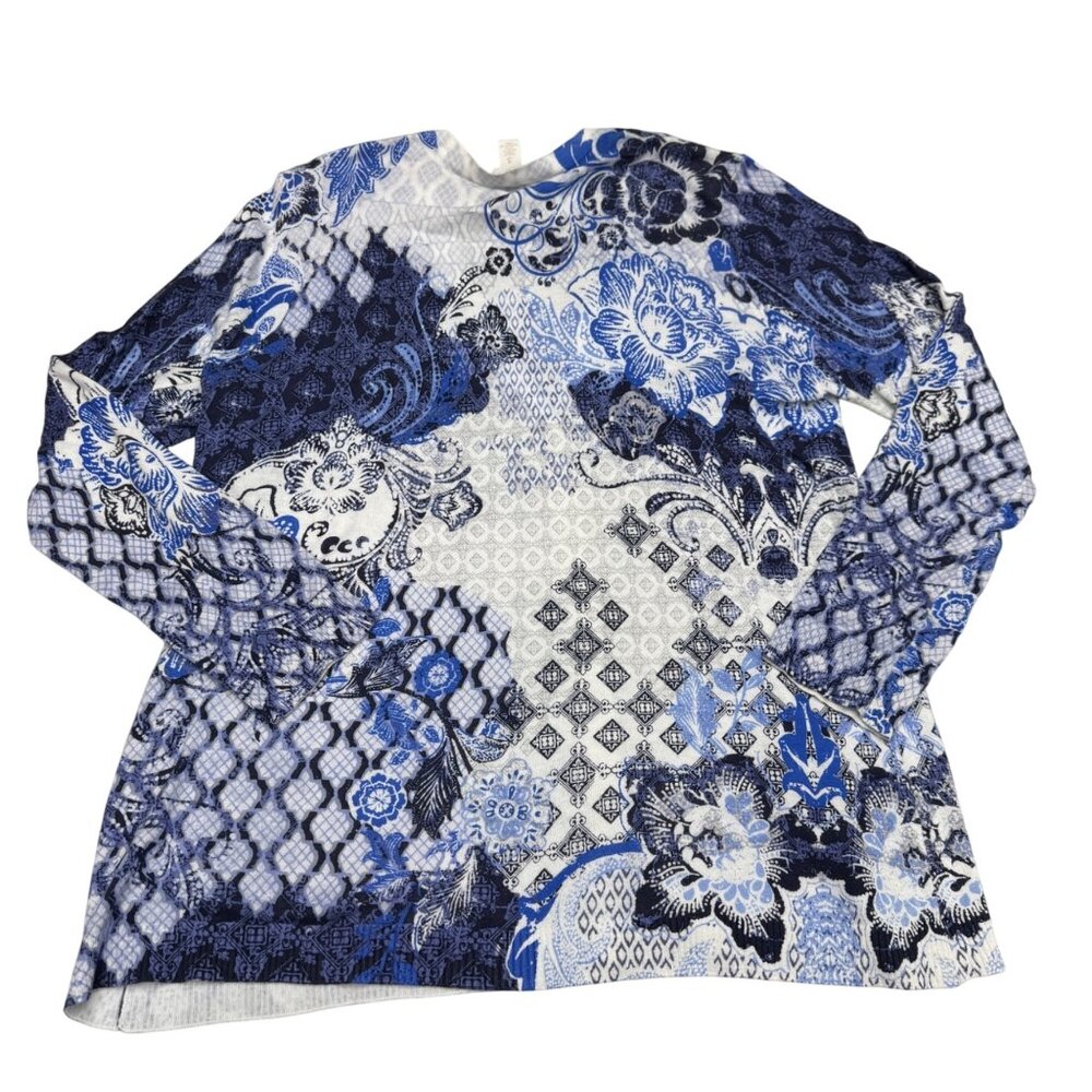 Chico's Women's Floral Paisley V-Neck Button Front Cardigan Sweater, Sz 3 /US XL - Picture 2 of 10